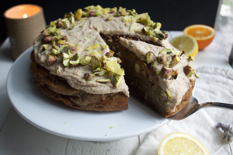 Zucchini & Banana Cake with Citrus Cashew Icing