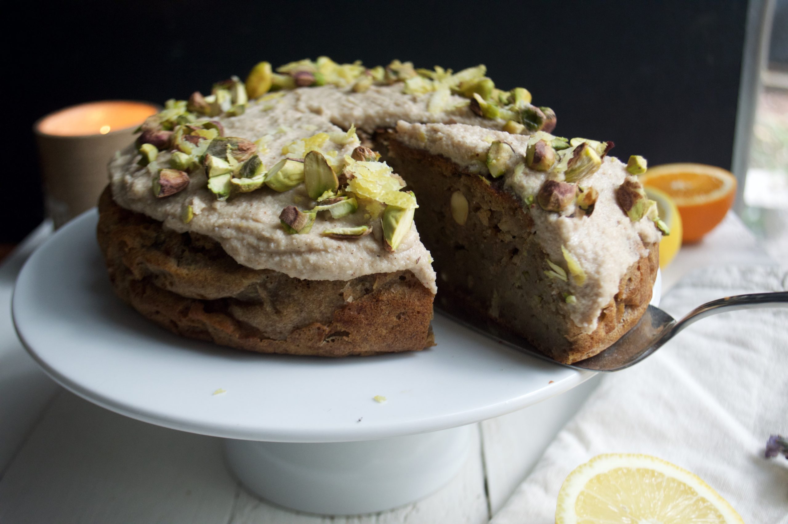 Zucchini & Banana Cake with Citrus Cashew Icing